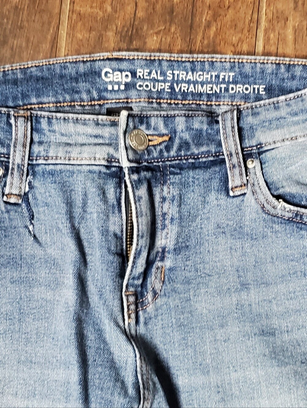 GAP Jeans Womens 6/28 Real Straight Fit Stretch Blue Mid Rise Medium Wash - Picture 3 of 4